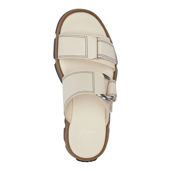 Sorel Women's Rein Leather Slide Sandals Off White Black Size 7 - Picture 4 of 5